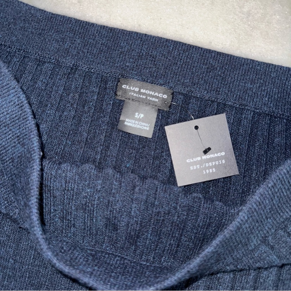 Club Monaco Navy Ribbed Knit Wool Midi Skirt Italian Yarn Womens Small New $150 - Picture 9 of 11
